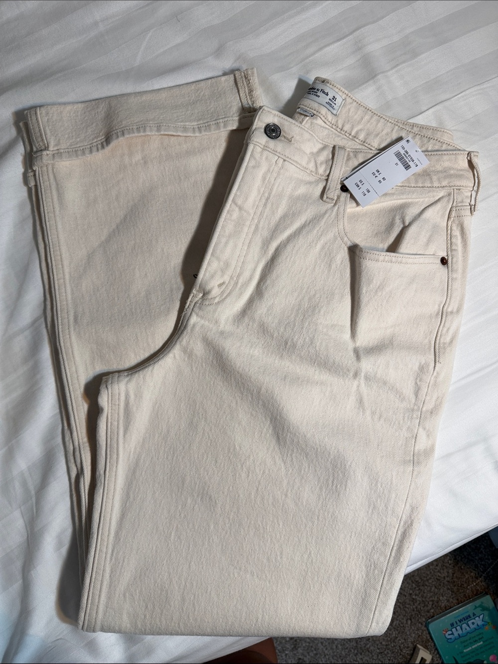 Abercrombie & Fitch Men's Slim Straight Jeans in Cream